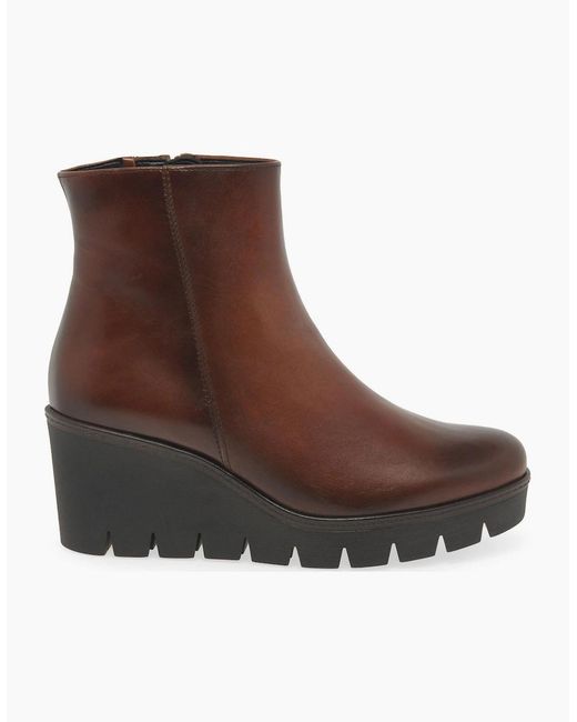 Gabor Brown Utopia Wedge Heel Ankle Boots