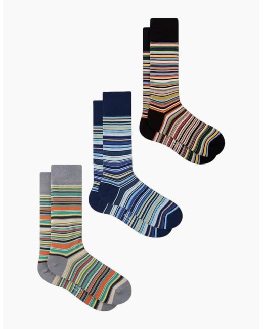 Paul Smith Green 3 Pack Sig Cracker Socks 1A Mix_1 for men