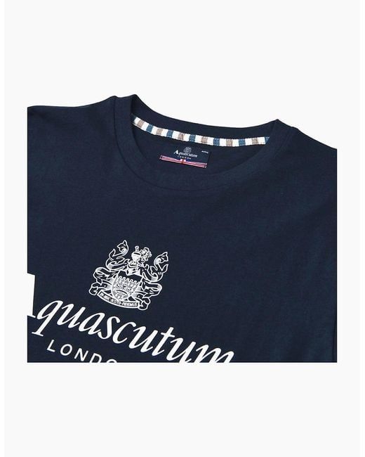 Aquascutum Blue Active Beach Basic Big Logo T-Shirt for men