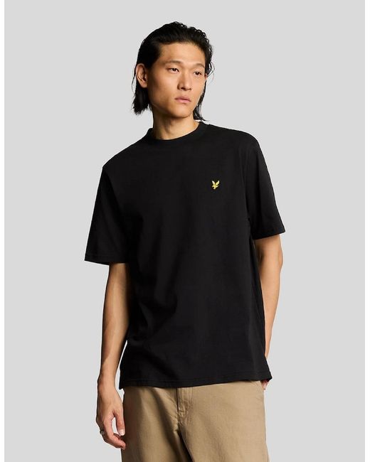 Lyle & Scott Black Oversized Cotton Crew Neck T-Shirt for men