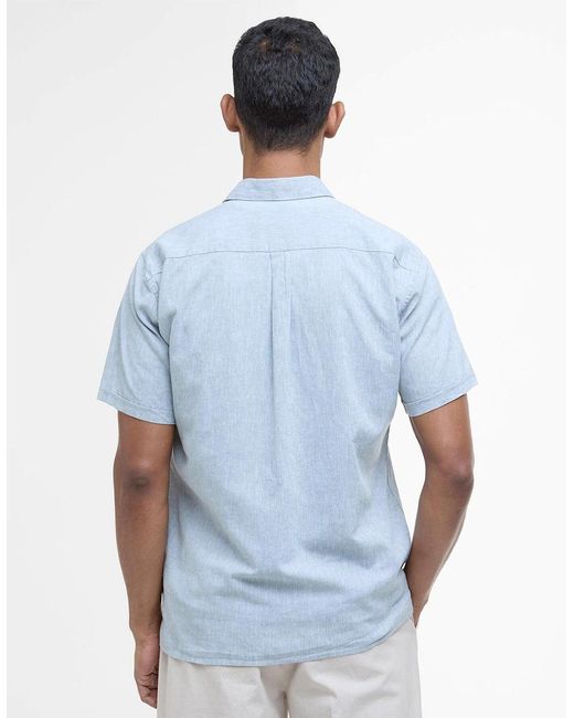 Barbour Blue Nelson Linen Short Sleeve Shirt