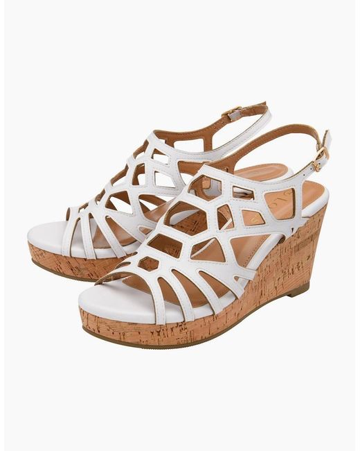 Lotus White Rhi Wedge Sandals