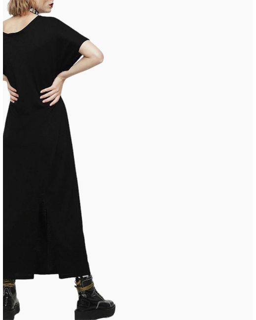 DIESEL Black D Alba Long Dress Round Neck Maxi Metal Party Wear Top Belt