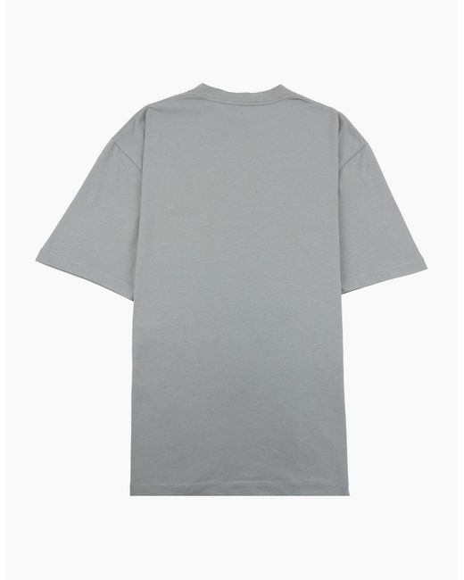 Balenciaga Gray Bb Embroidered Chest Logo T-Shirt for men