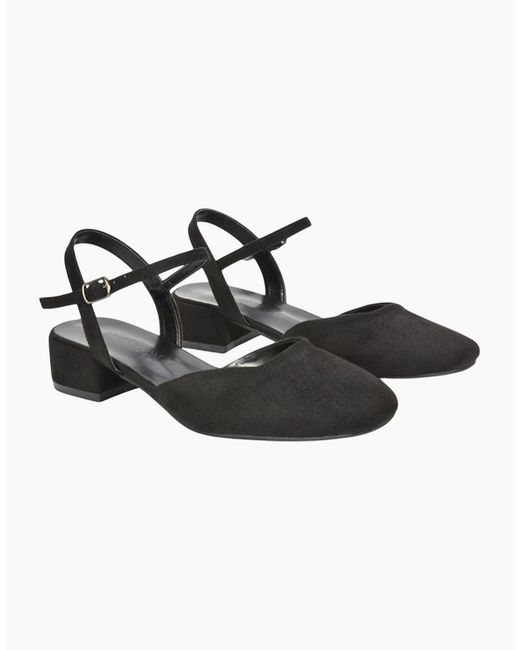 XY London Black Ladies Hilary Strappy Low Heel Court Shoes