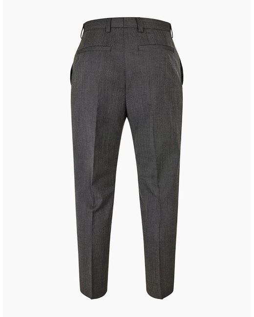 Boss Gray Solid Patterned Flat Front Mid Rise Chinos for men