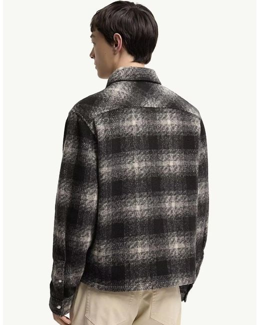 Moncler Black Checkered Zip Overshirt for men