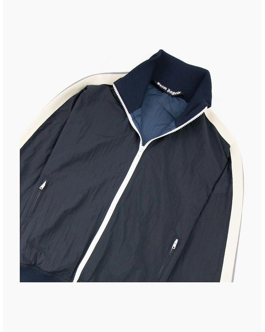 Palm Angels Blue Curved Logo Wr Nylon Track Jacket for men