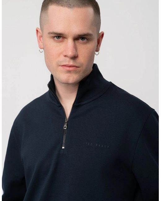 Ted Baker Blue Actos 1/4 Zip Sweatshirt for men