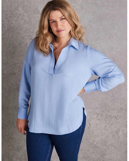 Live Unlimited London Blue Dusty Long Sleeve Collared Shirt