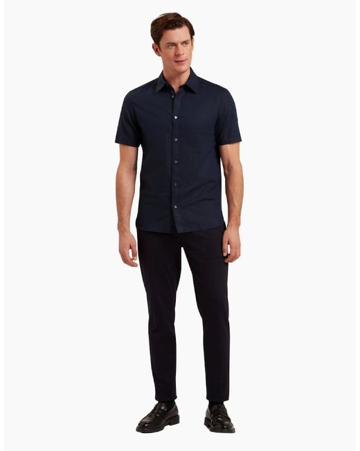 Ted Baker Blue Zebra Regular Linen Shirt for men