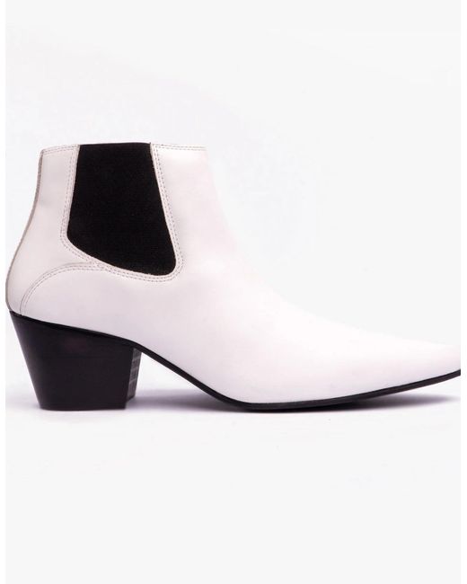 Club Cubano White Mccartney Cuban Heel Boots Leather for men