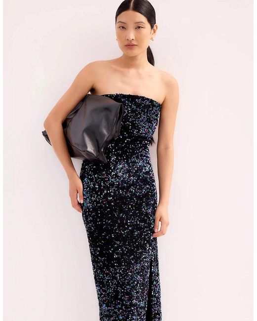 Ro&zo Blue Blair Sequinned Bandeau Maxi Dress
