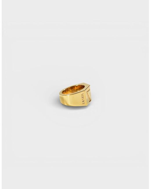 Versace Metallic Greca Engraved Ring