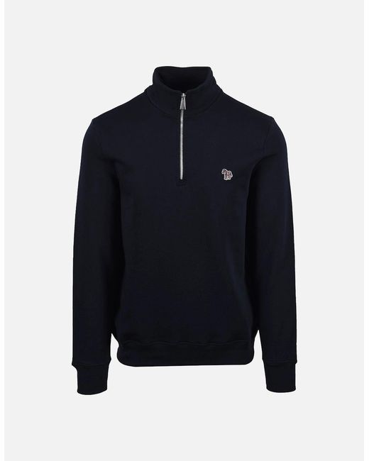Paul Smith Blue Reg Fit Half Zip Sweat Zebra Dark for men
