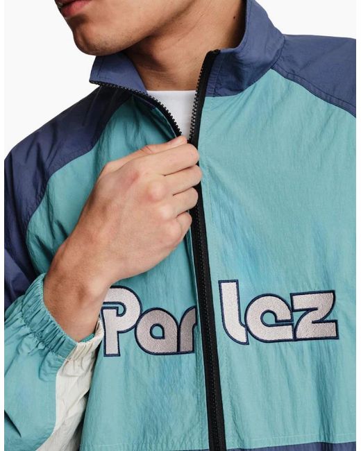 Parlez Blue Rail Leaf Track Jacket for men