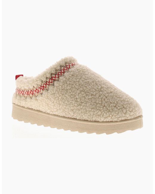 Apache Natural Slippers Andover Slip On Borg Mules Chunky Soles Biege Uk Size