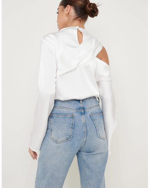 Pretty Lavish White Jett Asymmetric Blouse