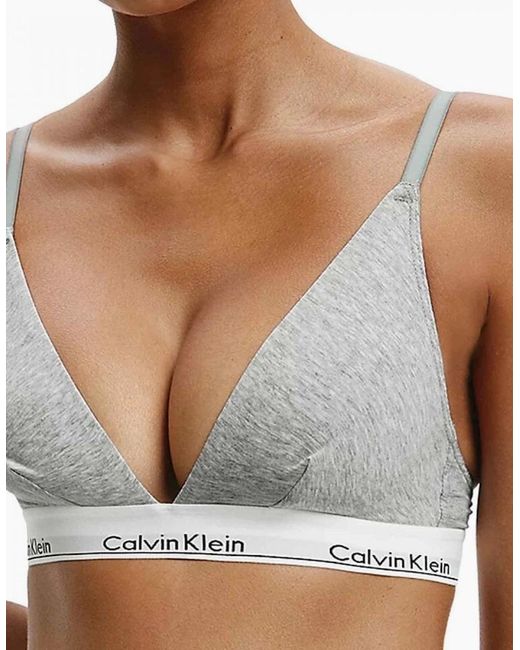 Calvin Klein Gray Modern Cotton Triangle Bra, Heather