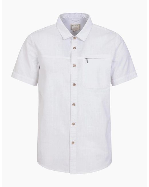 Mountain Warehouse White Coconut Slub Short-Sleeved Shirt for men