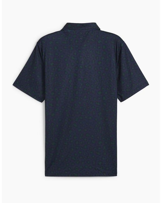 PUMA Blue Cloudspun Rosette Short Sleeve Performance Polo Shirt for men