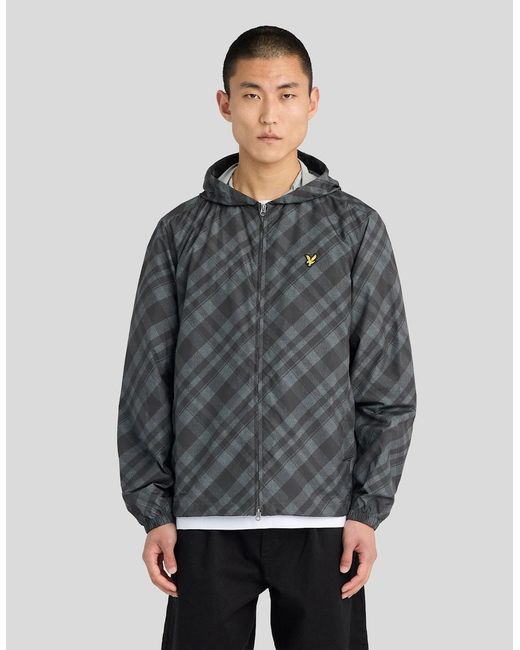Lyle & Scott Gray Tartan Lightweight Hooded Jacket for men
