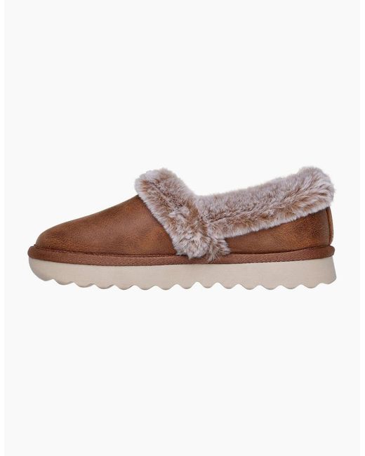 Skechers Gray Cozy Up Polyester Taupe Slippers