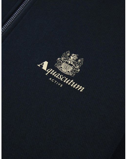 Aquascutum Black Cc Shoulder Fz Fleece Funnel Neck 16 for men