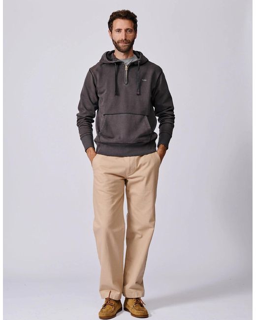 aubi Gray Baildon Zip Neck Hoody for men