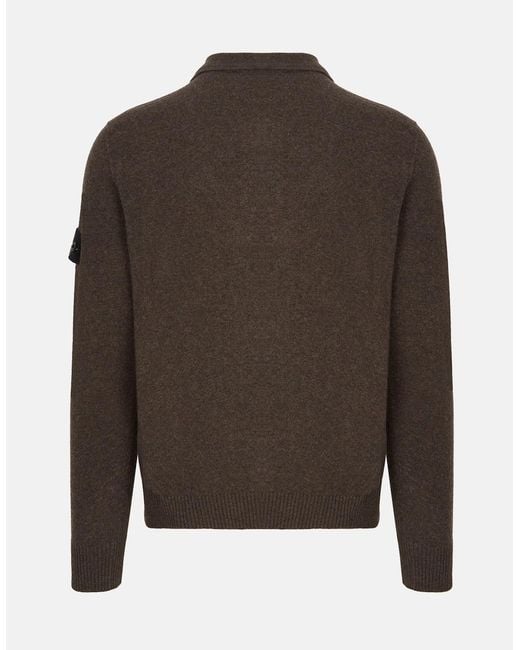 Stone Island Brown Knitted 5100018 Polo Shirt for men