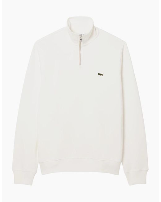 Lacoste White Sweatshirt High Neck Interlock Sweatshirt Cotton Sportswear Jumper for men