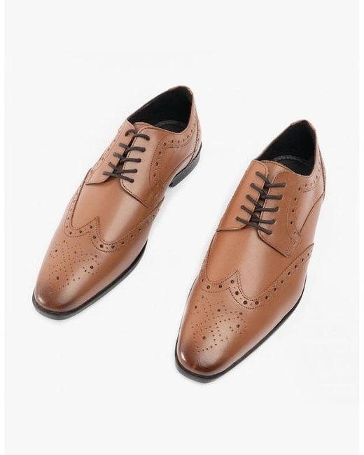 Hush Puppies Brown Elliot Leather Brogue Oxford Shoes Tan for men