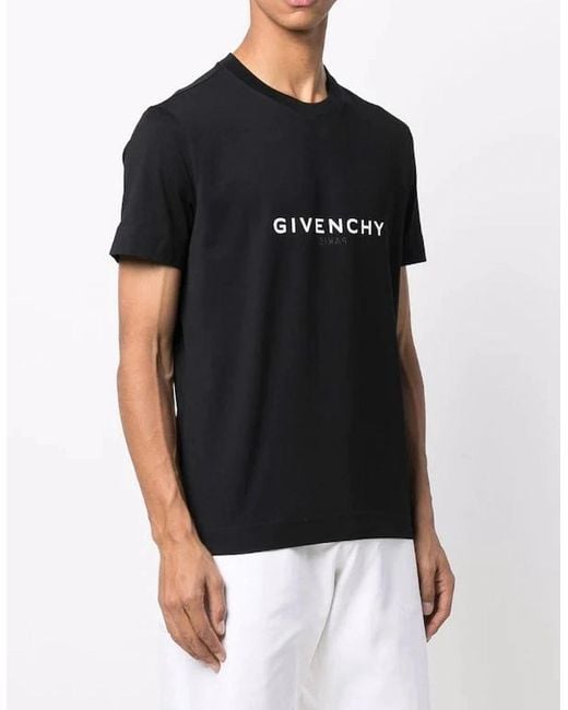 Givenchy Black Reverse Logo Print T-Shirt for men