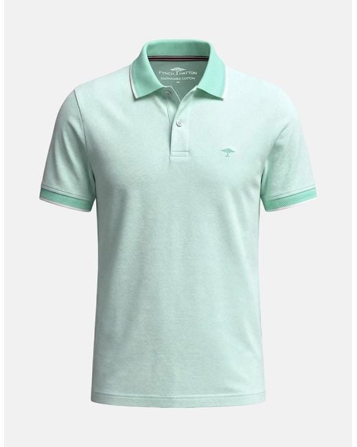 Fynch-Hatton Green Two-Tone Pique Polo Shirt Mint for men