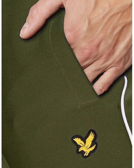 Lyle & Scott Green Lyle & Scott Jogger Fleece Bottom Sweatpants Trouser Contrast Piping for men