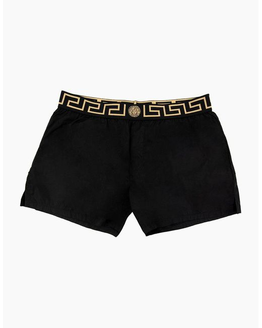 Versace Black Medusa Waistband Swim Shorts for men