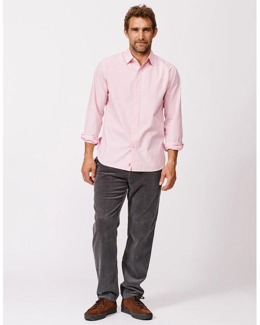 aubi Pink Chase Poplin Shirt for men