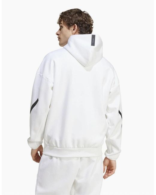 Adidas White Z.N.E. Hooded Neck Long Sleeve Sweatshirt for men