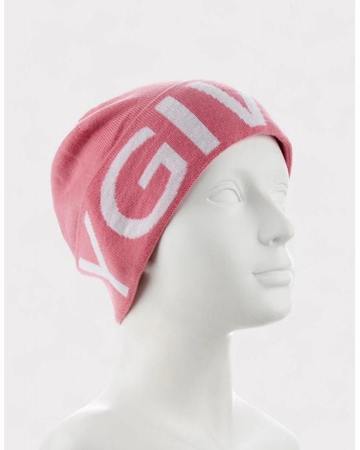 Givenchy Pink Logo Wool Beanie