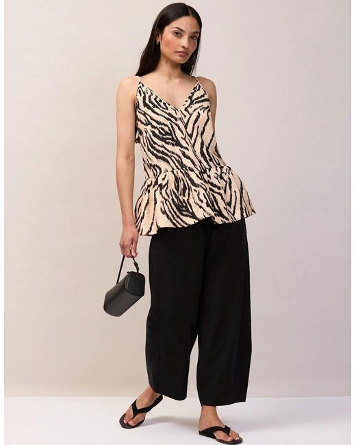 Ro&zo White Zebra Print Peplum Cami