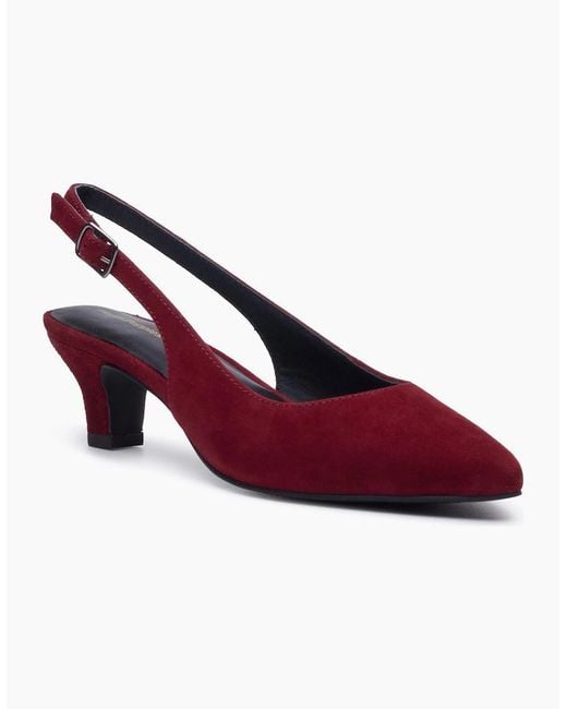 Hush Puppies Red Nahla Buckle Kitten Heel Bordeaux Pointy Slingback Shoes
