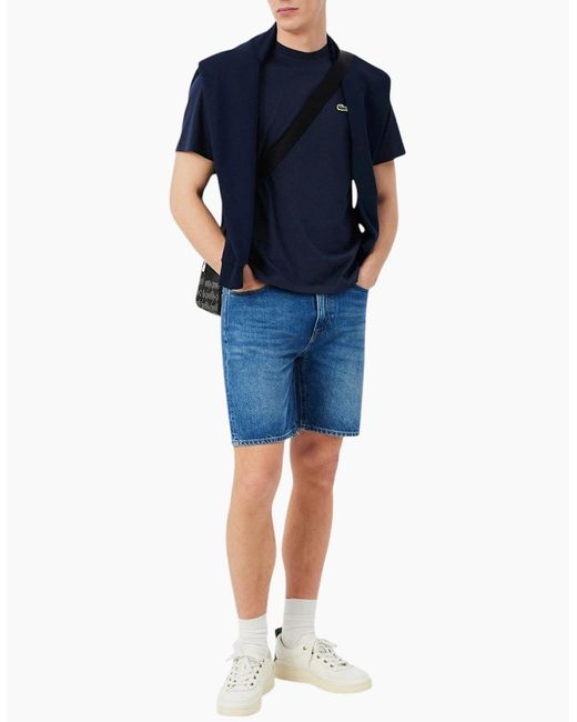 Lacoste Blue T Shirts Th7318 Classic Fit Crew Neck Short Sleeve Summer Tee for men