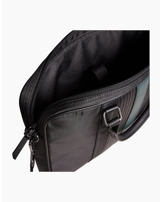 Ted Baker Black Rooky Core Twill Striped Document Bag for men