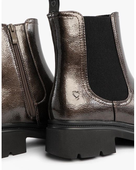 Heavenly Feet Black Zeta Chelsea Boots Pewter Patent
