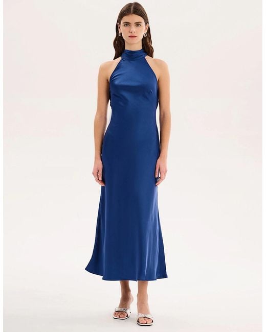 OMNES Blue Seychelles Drape Back Detail Dress
