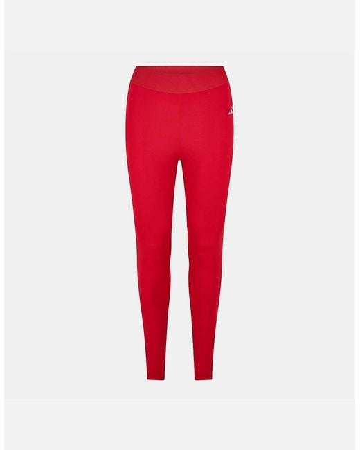 Adidas Red Three Bar Logo Solid Patterned Leggings