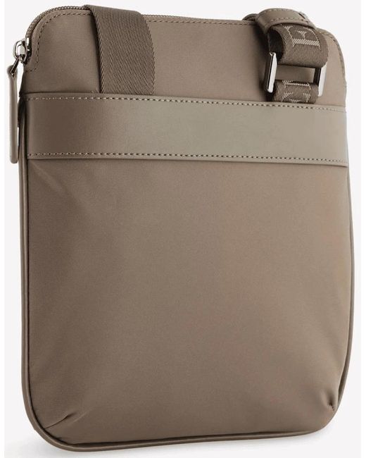 Emporio Armani Brown Nylon Eagle Logo Shoulder Bag for men