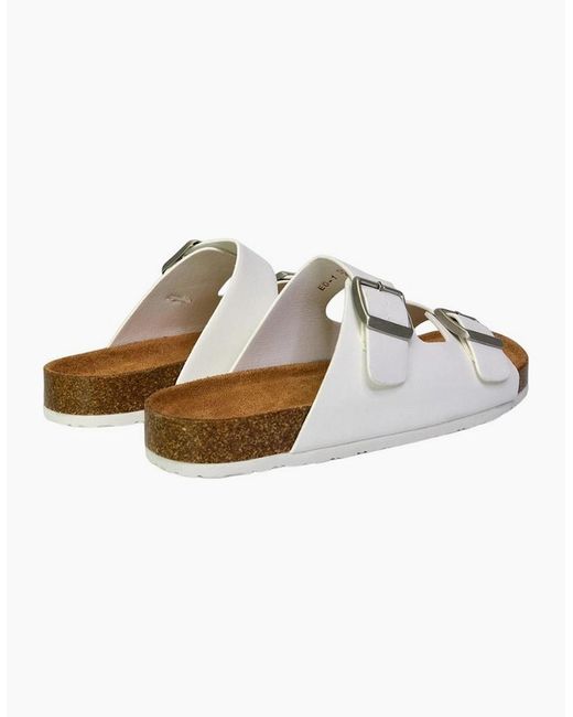 XY London White Ladies Star Double Strap Buckle Summer Flat Sandals