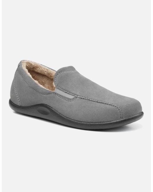 Hotter Gray Relax Warm Lined Slippers for men
