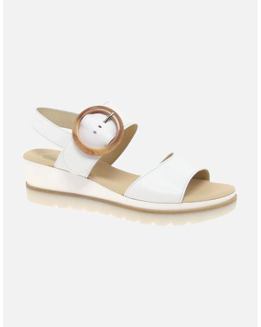 Gabor Metallic Yeo Wedge Mid Heel Sandals